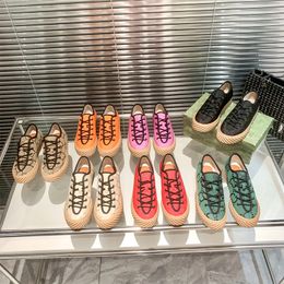 Biscuit Sneakers Skin Beige Black Multi rystal Canvas Web Biscuit Lace Up Round Toe Versatile Casual Shoes