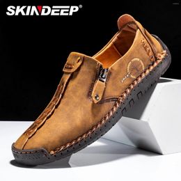 Casual Shoes SKINDEEP Arrival Men's Loafers Fashion Vintage Soft Leather Handmade Business Flats Driving Shoe Plus Size