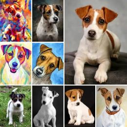Jack Russell Terrier Dogs 5D Diamond Painting Full Square Round Drill DIY Diamond Embroidery Sale For Pups Pets Lover Gift