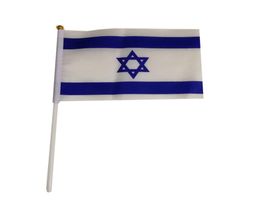 Israel Flag 21X14 cm Polyester hand waving flags Israel Country Banner With Plastic Flagpoles3888509