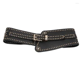 Belts Wide Leather Belt Punk Style Rivet Pin Buckle PU Elastic Band