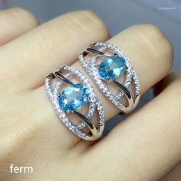 Cluster Rings KJJEAXCMY Boutique Jewellery 925 Sterling Silver Natural Topa Stone Ring For Women Girl Miss