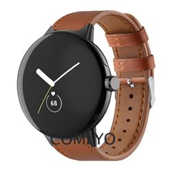 2in1 Band For Google Pixel Watch Strap Leather Soft Bracelet Matel Adapter Screen Protector Film