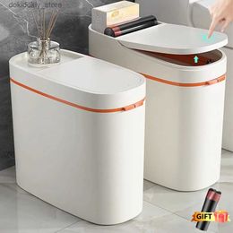 Waste Bins 13/15L Storae Wastbasket Toilet Press Trash Can with Lid Bathroom Narrow arbae Can Recycle Bin Livin Room Dustbin Waste Bin L49