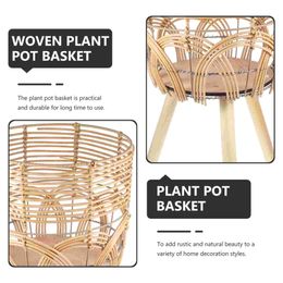 Stand Holder Flower Potted Pot Modern Indoor Basket Display Wood Rack Table Houseplant Wooden Planter Bamboo Container Wicker