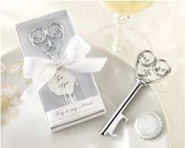 12 pcs/lot Souvenir Wedding Gifts Personalized Beer Opener Heart Shape Opener With Box Alloy Presents For Party Guest