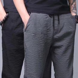 New Summer Solid Color Men Legging Loose Casual Thin Straight Sweatpants Male Sports Drawstring Harem Pants pantalones hombre