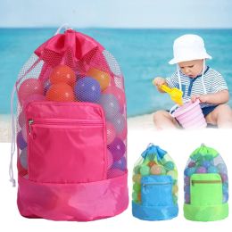 Foldable Beach Mesh Bag Beach Storage Pouch Tote Bag Large Capacity Travel Kids Toy Organizer Net Portable Storage Backpack