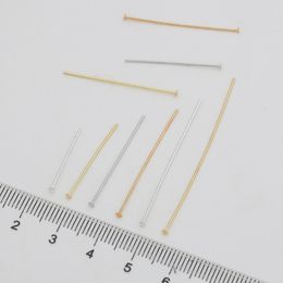 10pcs 14K Gold/Silver/Rhodium Plated 20-50mm Flat Head Pins For Jewellery Making Supplies Beading Pins For DIY Handmade Jewellery