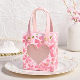 Gift Wrap 10pcs Wedding Bag Portable Candy Chocolate Packaging Pouches With Heart Window Souvenir Tote Bags Party Favours