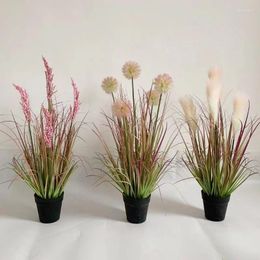Decorative Flowers Large Artificial Onion Grass Trees Reed Setaria Bonsai Green Plant Fake Plants Living Room Home Decoration Floor Flower