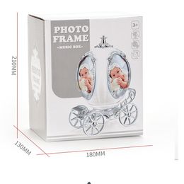 Rotating Picture Display Custom 4 Photo frame Personalised pumpkin Car Music Box Picture Frame Photo Frame Decorative Desk-Top
