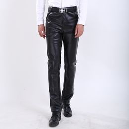 Thoshine Brand Men Leather Pants Thin Elastic Style PU Leather Trousers Rock Motor & Biker Pants Plus Size