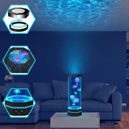 New Jellyfish Lamp Remote Control Led Creative Aquarium Night Light 16 Colours Relax Bedside Light For Home Children Bedroom