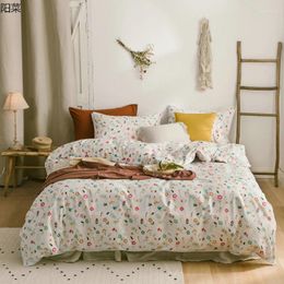 Bedding Sets Arrival Korean Cotton Flowers Set Small Floral Grey Bedspread Embroidered Lace Luxury Twin Princess Cover