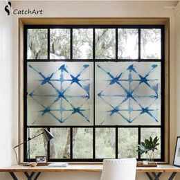 Window Stickers No Glue Static Cling Stained Glass Film Frosted Privacy Sticker Home DecorFashion Modern Blue Abstract