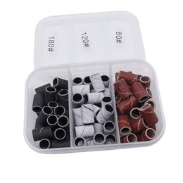 75pcs Nail Drill Bits Sanding Bands 3 Grits Electric File Nail Sanders Set #80#120#180 Grinder Band Mandrel Bit