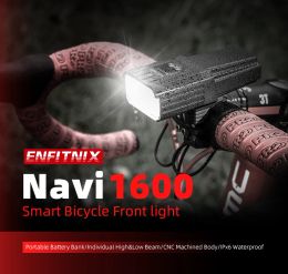 Enfitnix Navi 1600 Smart Headlights MTB Road Bicycle Light USB Charging Replaceable Spare Battery XlitET Smart Riding Taillights