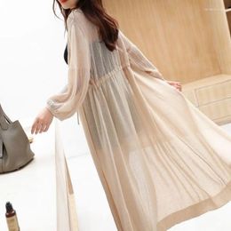 Women's Knits Thin Long Cardigan Female Spring Summer Sun Protection Clothing Women Korean Shrug Elegant Coat Jacket Ladies Shawl Outerwear