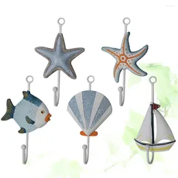 Hooks Beach Wall Single Coat Towel Rack Decorative Star Shell Sailboat Hanger Utility For Nautical