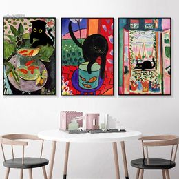 Black Cat Henri Matisse Funny Art Canvas Painting Funny Cat By Matisse Posters and Prints Wall Art Mural for Interior Home Decor