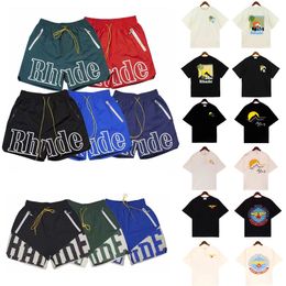 Brand Rhude Hot Designer Women Shorts and T Shirt Set Print Street Cotton Fashion Youth Mens Tshirts Short Sets Men Tshirt Funny Tees S M L Xl