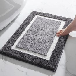 Bath Mats Flocking Bathroom Water Absorbent Non Slip Pad Foot Household Entrance Door Carpet Floor Down Throw Blankets