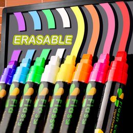 8 Pcs/Set Highlighter Pen Fluorescent Coloured Markers 6mm Erasable Chalk Marker for LED Advertising Kawaii Stationery