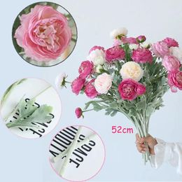 Decorative Flowers 52cm Artificial Flower Elegant 3 Heads Silk Peonie Simulation Peony Wedding