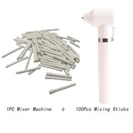 Tattoo Pigment Makeup Electric Ink Mixer Eyebrow Color Nail Glue Supply Tool Agitator Machine 100 Mixing Sticks Set