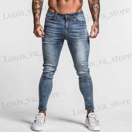 Men's Jeans Gingtto Mens Skinny Jeans Faded Blue Middle Waist Classic Hip Hop Stretch Pants Cotton Comfortable Dropshipping Supply zm46 T240411