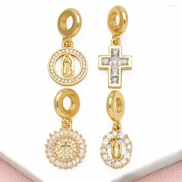 Pendant Necklaces OCESRIO Fashion White Crystal Cross For Copper Gold Plated CZ Virgin Mary Jewellery Making Component Pdtb485
