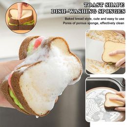 3pcs Kitchen Cleaning Dishcloth Nano Eraser Rust Remover Brush Dish Pot Cleaning Bread Toast Shape Magic Wipe