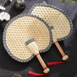 Decorative Figurines Comfortable Grip Convenient Round/Heart Shape Woven Fan Non-slip Basho Anti-tear Living Room