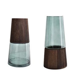 Glass Vase Light Luxury Modern Creative Large Calibre Water Raised Rich Bamboo Horse Drunken Wood Flower Arrangement Ornaments