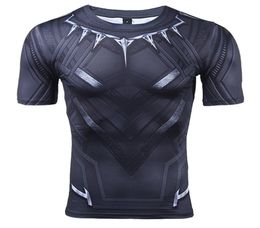 Black Panther 3D Printed T-shirts Men Compression Shirt Captain Ama Short Sleeve Cosplay Halloween Costume For Men Tops Male4436415