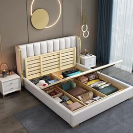 Modern Concise King Bedroom Set Furniture Suitable A Variety Of Colors Solid Wood High Elastic Sponge For Children Double Bed