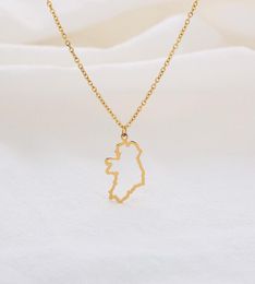 10PC Outline Republic of Ireland Map Necklace Continent Europe Country Dublin Pendant Chain Necklaces for Motherland Hometown Iris8371021