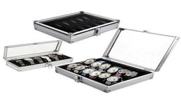 Grid Slots watch box convenient light watch winder Jewelry Wrist Watches Case Holder Display Storage Box Aluminium organize9975639