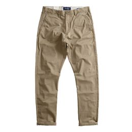 Vintage spring and autumn small straight leg casual pants with simple cargo pants men washed micro stretch long pants tide