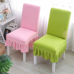 Chair Covers 1PC Elastic Dining Seat Cover Solid Colour El Wedding Banquet Stretch Universal Kitchen Home Decor