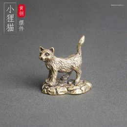 Necklace Earrings Set Brass Kitten Desktop Ornaments Animal Copper Carvings Handicrafts Tea Pet Cultural Toys Collection Old