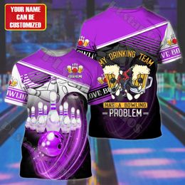 Summer Latest Mens t shirt Customized Orange Bowling and beer 3D Printed Unisex Casual Tshirt Present to Bowling player DW203