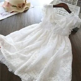 Girl's Dresses Flower Lace Summer Dresses for Girls Bow Elegant Kids Birthday Princess Dress Wedding Party Gown White Children Casual Vestidos