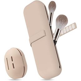 Travel Makeup Brush Holder, Silicone Cosmetic Brushes Bag, Makeup Sponge Case Portable Waterproof Makeup Tools for Women Girls