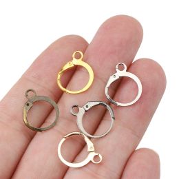 50pcs/lot 13x15mm French Earring Hook Base Open Loop Setting for DIY Hoop Earring Clips Clasp Earwire Jewellery Making Accessories