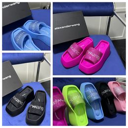 2024 Designer Sandals Slippers Womens Velvet material rhinestone Velcro tape party Room GAI Platform Slip-On Size 35-42 10cm party formal office