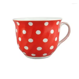 Mugs 350ml Ceramic Mushroom Mug Logo Printed Custom Stoare Coffee In Red With White Dots