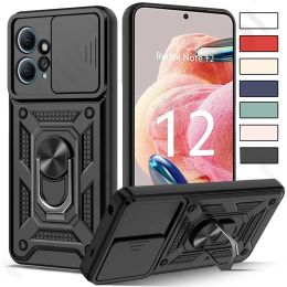 Case For Xiaomi Poco F5 X5 M5 Pro Redmi Note 12 12S 11 Pro 13 12T 11T 4G 5G Slide Camera Protector 360 Ring Armor PC Hard Cover