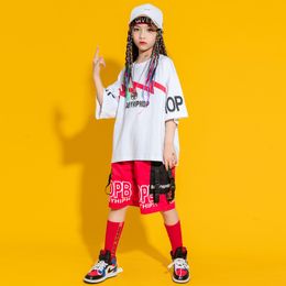 Kids Cool Hip Hop Street Clothing Graphic Tee T Shirt Cargo ShortsStage Wear for Girls Boys Jazz Dance Costume Clothes Singer